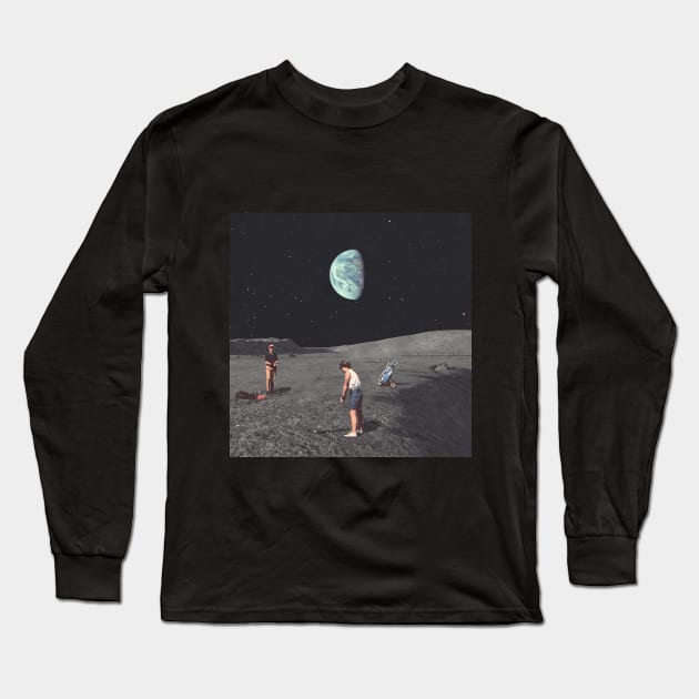 Golf on the moon Long Sleeve T-Shirt by YellowCollages